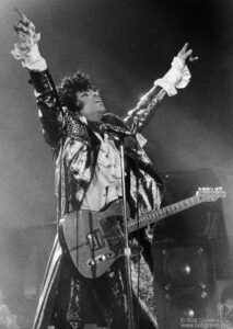 Prince auf der Bühne im Madison Square Garden, New York, März 1985.