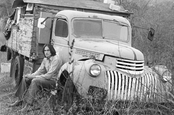 James Taylor and Old Truck, Lake Hollywood, CA, 1969